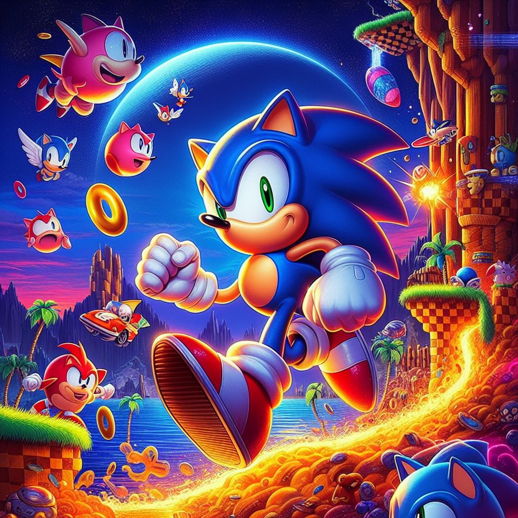 Sonic the Hedgehog 2 is running fast and looking forward 