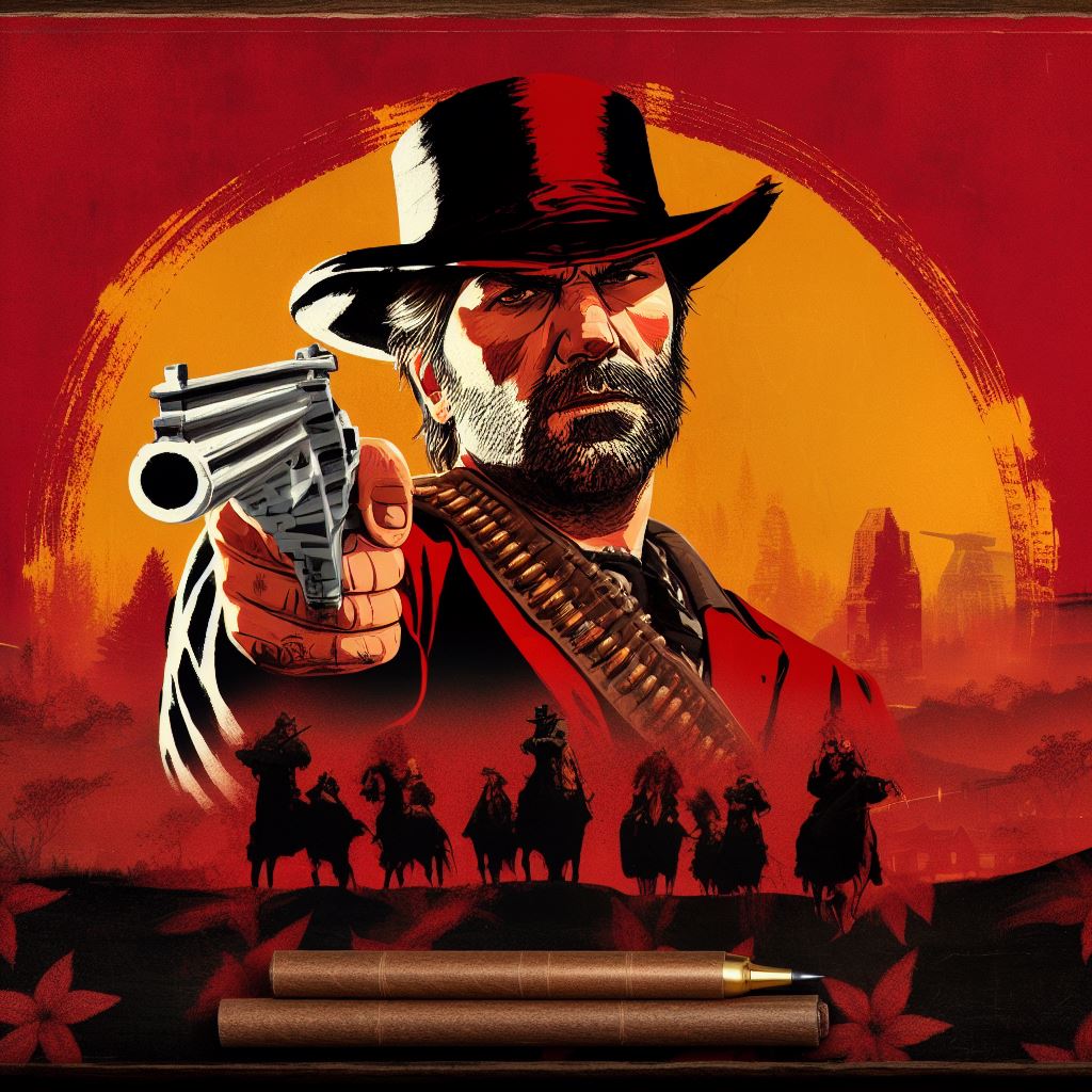 Red Dead Redemption 3 -a cowboy is holding a revolver