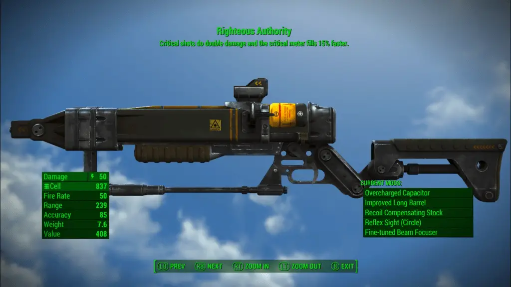 Righteous Authority gun Fallout 4