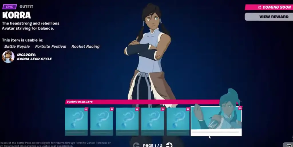 Korra in fortnite season 2.