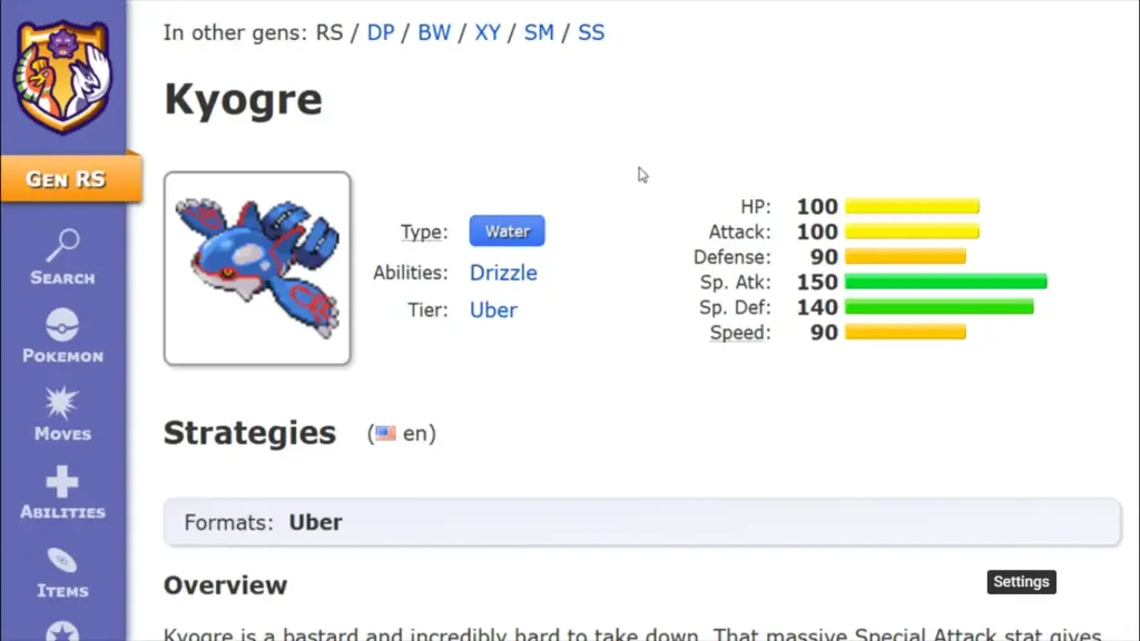 Kyogre Gen 3 Best Moveset