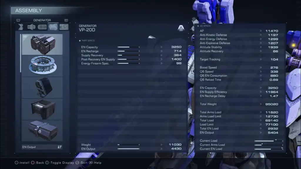 Armored Core 6 Best Generator, VP20D Generator